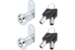 sourcing map Cerradura tubular de leva, longitud de cilindro de 1-1/8 pulgadas, se adapta a paneles de hasta 3/4 pulgadas de grosor con llave igual, 2 piezas