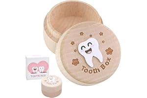 Fyfjur Porta Dentini Da Latte, Scatola Porta Dentini Da Latte Da Legno Con Disegno Dei Denti in Acrilico, Scatolina Dentini Da Latte Bambino Per Le Ragazze Con I Denti Da Latte