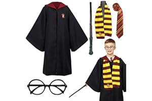 Home Smart Wizard Party Costume Kids 5PC With Magic Wand Scarf Glasses Tie And Scarf For Boys And Girls Kids Adults
