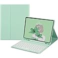 HENGHUI Color Keyboard for Galaxy Tab S8 11" / Tab S7 11 inch Keyboard Case Cute Round Key Wireless Detachable Bluetooth Keyboard Cover with S Pen Holder (MintGreen)