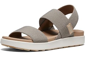 Keen Elle Backstrap sandaler för kvinnor, beige/bruna, storlek 7,5, casual plattform, öppen tå