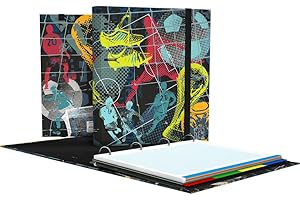 Grafoplás 88101996. Carpeta 4 Anillas Troqueladas A4, Modelo Fútbol, Colección Diverse. Contiene 4 Separadores Extra Gruesos, 100 Hojas Cuadriculadas de 90 Gramos y Sobre Transparente