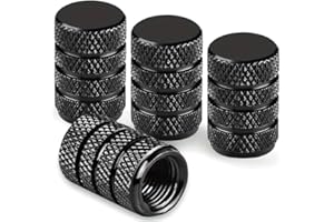 YUVA Tyre Valve Dust Caps, Black, 4 pcs/Pack, Anodized Aluminum Tyre Dust Cap Set, Corrosion Resistant, Universal Tyre Valve Stem Covers for Cars Trucks Motorcycles SUVs and Bikes