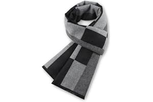 COACOM 1 Szalik, Jesień I Zima Ciepły Szalik Męski Wiatroszczelna Moda Klasyczny Szalik W Kratkę Miękki I Ciepły Szalik, Nieformalny Szalik Biznesowy Dla Mężczyzn I Kobiet, czarny i szary, rozmiar