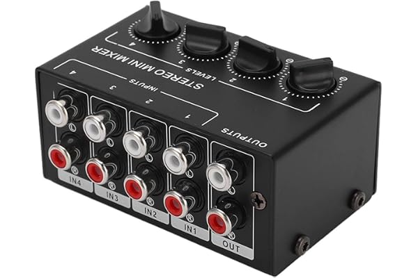 Mélangeur Audio Stéréo Mini Mélangeur Passif 4 Canaux 1 Entrée 4 Sorties Audio Table de Mixage Audio Mixer Stéréo Mixer pour Ordinateur Téléphone Tablette Lecteur CD