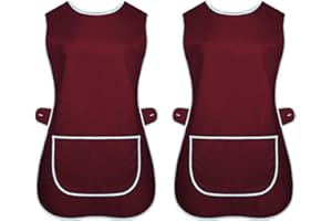INDX-Clothing Pack of 2 Ladies Tabards Apron Kitchen Overall Catering TABBARD Cleaning Pocket