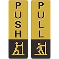 Dmytop Push Pull Door Sign – 6 x 2 x 0.08 Inches Acrylic with Self-Adhesive Tape for Business Stores Cafes Shops Door Windows Indoor and Outdoor use, Gold，1 Pack（ Push + Pull ）