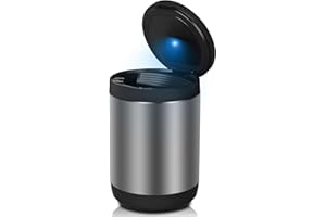 LINKSTYLE Cenicero para taza de coche con tapa y luz LED, ideal decorativo para cigarros, para viajes, cenicero, cenicero para cigarrillos al aire libre, papelera para coche, para furgoneta, vehículo