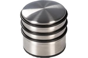 Oxid7® Türstopper Edelstahl matt gebürstet ⌀ 8,7cm, Höhe: 8cm | Massiver Türpuffer 1,1 kg auch für schwere Türen | 3 hochwertige Gummiringe als Schutz