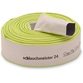 &Oslash; 2 inch - 52 mm, 20 m flat hose | construction hose | industrial hose | synthetic rubber, white with green, 10 bar, -4 &deg;F to