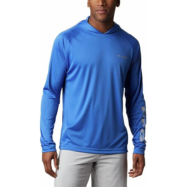 Columbia Men's Terminal Tackle Hoodie - UPF 50 Sun Protection, Quick-Dry Fishing Hoodie, Atoll/White, Size 1X Big