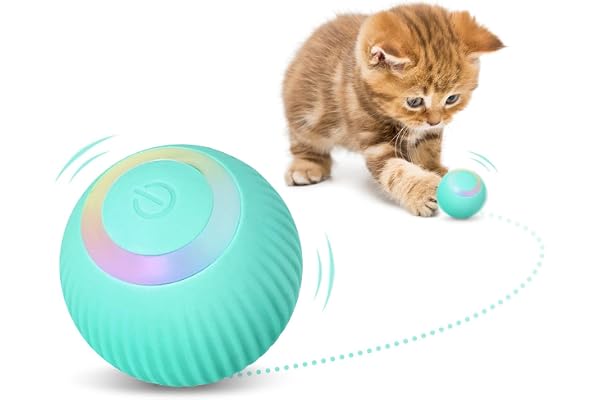 DONGKER Balle Intelligente pour Chat,Jouet Chat Interactif,Rotation Automatique a 360 Degrés et Chargement USB,Jouet Chat Interactif Interieur pour Chat Chatons