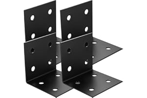 KEBITEDAMAI 4 Pz Staffe Angolari, Squadretta di Giunzione Angolare in Metallico, Staffe a L, Staffa Angolare a 90 Gradi, Connettore Angolare Metallico per Angolo Sedia in Legno Mobili Nero (90 x 90 x 90 mm)