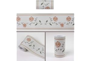 GouieRylin Greche Adesivo Per Pareti Bordo Decorazione Autoadesiva Rimovibile Per Cucina Bagno Piastrelle Adesivo Per Pareti Autoadesiva Fiore giallo su bianco 10.6cm X 1000CM