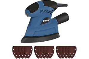 BOLTHO Mouse Sander, 12000RPM Hand Sander Electric 130W Machine Detail Sander with 20 Sanding Sheets, Dust Collector Multi Sander Random Orbital Sander for Woodworking Sanding Detailing Finishing