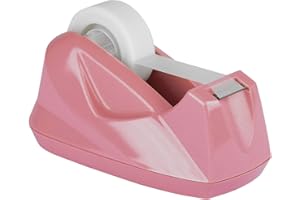 Acrimet Premium Desktop Tape Dispenser, Plastic, Non-Skid Base (Heavy Duty) (Pink Color)
