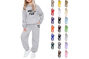 GENERIC Boys Girls Hoodie Set White Fox Tracksuit Set Kids Girls 2 Piece Set Oversized Joggers Loose Sweatpants Sweatshirt Cozy Casual Outfit Autumn Winter Wear Gym Activewear