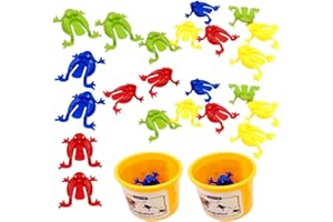 STOBOK Lot de 24 grenouilles en plastique pour sauter, sauter, grenouille, doigt, rebondissant, avec un seau pour enfants (couleur aléatoire)