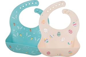 Little Dimsum Babero impermeable de silicona para bebés para bebés y niños pequeños con recogedor de alimentos