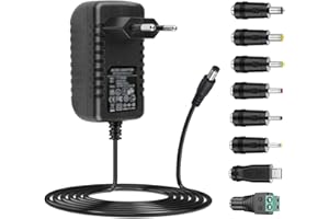 ZUOKENZU AC Adapter 24V 1A Netzteil AC220V zu DC24V 500mA 1000mA Leistungstreiber 5,5mm mit 8 DC Steckeradaptern Konverter Wechselrichter Ladegerät Transformator AC-DC Adapter (DC24V~1A)