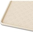 Ptlom Silicone Pet Placemat for Dog and Cat, Waterproof Non-Slip Pet Feeding Bowl Mats for Food and Water, Small Medium Large Tray Mat Prevent Residues from Spilling to Floor, Beige, 18" 12"