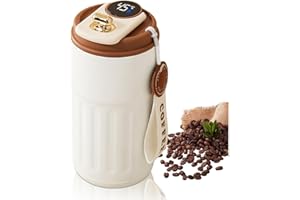 Unicblend Termo Cafe, Acero Inoxidable con Pantalla Inteligente Indicador de Temperatura, 460ML, Doble Sistema Antifugas, Taza Termo Para Llevar Café o Infusiones CREAM&CAMEL