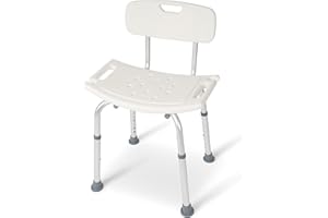 Dunimed - Sgabello da doccia, regolabile in altezza, antiscivolo, 39 – 52 cm (Con schienale)