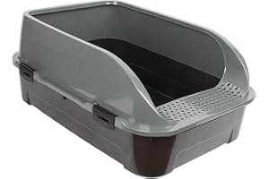 Jolie Max Large High Sided Cat Litter Tray. Sand Filter Pedal, Low Entrance, Removable High Rim. 24 Litre Capacity. 60L x 41.5W x 25H cm