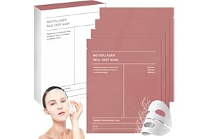 BYHSOEP 4 Pezzi Bio-Collagen Real Deep Mask, Maschera Bio Collagene Viso Notte, Maschera Bio Collagene Viso Coreana, Maschera Idratante Viso Real Deep Mask, Maschera Bio Collagene Viso
