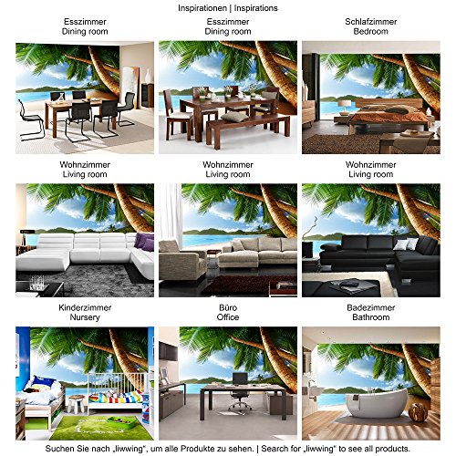Vlies Fototapete 400×280 cm PREMIUM PLUS Wand Foto Tapete Wand Bild Vliestapete – LONELY BEACH – Strand Meer Palmen Beach 3D Ozean Palme – no. 004 - 5