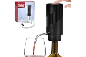 KINGOZOYI 2 en 1 Aérateur et Verseur Électrique de Vin Distributeur de Vin Rechargeable Automatiques Distributeur de Vin Électrique pour Amateurs de Vin - Chargement USB Noir