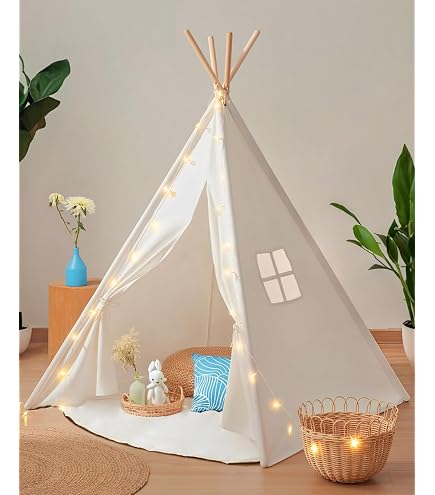 Tente Tipi Fille En Dentelle Et Toile - Maison De Jeu Intérieure, 1.5m De Haut, Style Princesse