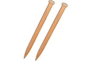 Coopay Agujas de Tejer de Madera de 25 mm, 1 par de Agujas de Tejer de 35cm para Hilo Grueso, Mantas, Alfombras, Bufandas y Grandes Proyectos de Tejer, Juego de Agujas de Tejer Grande