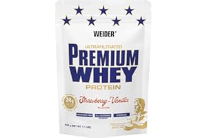 ‎WEIDER Weider Premium Whey Protein. Białko - koncentrat i izolat serwatki. Z L-glutaminą i witaminą B6. Truskawka-Wanilia (1 x 500 g).