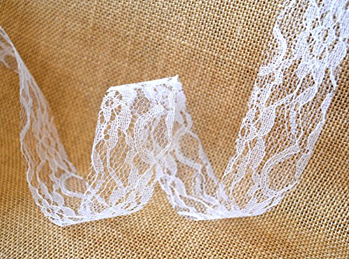 Spitzenband WEISS 38 mm Spitze Meterware weiße Spitzenborte Hochzeit Dekoband Schleifenband Landhaus Vintage Deko Polyester Spitze Lace