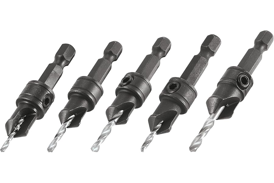 Trend 5-Piece Quick Release Countersink Set, 1/4 Inch Hex Shank, Tool Steel Body, HSS Drill Bit, 5 Pack, QR/CS/SET