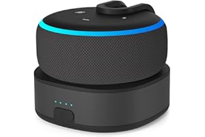 Fanxoo ED3 Akkusockel für Echo Dot 3rd Generation, tragbare Ladeleistung für Echo Dot 3rd Generation, Lautsprecher Dot Auxiliary Power Zubehör (Nicht enthalten Alexa) (Schwarz-19W)