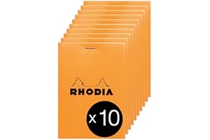 RHODIA 13200Cpack - Bloc-Notes Agrafé N°13 Orange - A6 - Petits Carreaux - 80 Feuilles Détachables - Papier Clairefontaine 80 g/m² - Couverture en Carte Enduite - Paquet de 10 blocs
