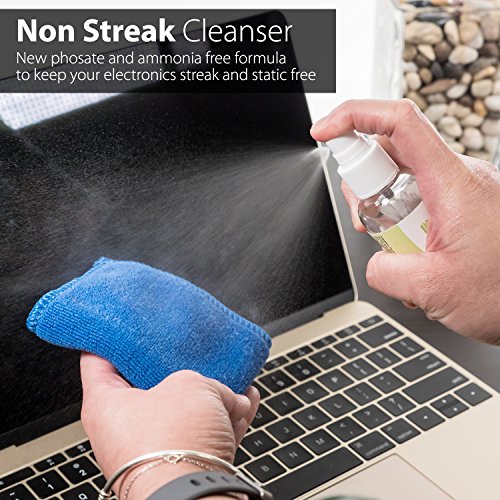 GreatShield Screen Cleaning Kit with 2 Bottles of Solution (60ml and 120ml), 2 Microfiber Cloths, 20 Non-Alcohol Screen Cleaning Wipes, and Brush for Laptops, PC monitors, Smartphones, Tablets, iPhone, iPad, LED, TVs, DSLR Cameras, Camcorders