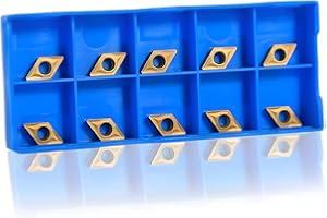 TICFOX 10 pièces Inserts de lame en carbure CNC, DCMT070204 US735 Plaquettes de Tournage en Carbure de Tungstène Fraise à lame Tour outils tour a metaux avec boîte pour Tours, Fraiseuses