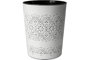 HOMION 9 Litre Flora Waste Container Basket Storage Bin for Office Room Bathroom Usage Small Paper Waste Bin Sack Leightweight Round Bin for Kitchen Home Office Toilet (White)