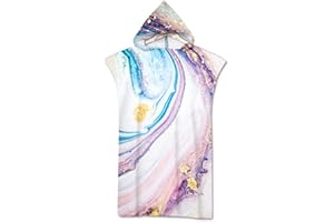Surwin Poncho Peignoir de Surf Serviette de Surf mer Microfibre Sport, Adulte Enfant Unisexe Sports pour Les Sports Nautiques et Le Surf sur la Plage Piscine