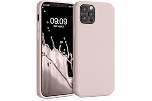 kwmobile Carcasa Compatible con Apple iPhone 12 / iPhone 12 Pro Funda de Silicona - Flexible con Interior de Microfibra - Suave Protector antigolpes - Beige Rosa Claro