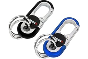 Qiyiche 2 Stück Schlüsselanhänger Karabiner, Auto Schlüsselanhänger mit 4 Schlüsselring, Rostfreier Stahl Schlüsselkarabina, Mini-Outdoor-Werkzeuge, Unisex