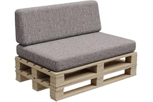 Gutekissen, cuscini in pallet, cuscini in pallet, cuscini da giardino, sovrapposizioni in pallet, divano, cuscini, imbottiture Indoor Outdoor PFBG (Set (120x80 + 120x35), Grigio)