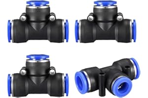 sourcing map Plastic Tee Push to Connect Tube Fittings 15/32" -25/64" od Push Lock Blue(12-10mm) 4pcs