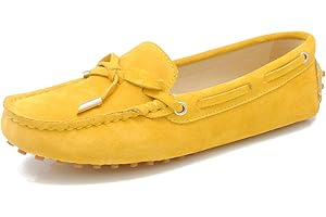 MINITOO Chaussures de Conduite Décontractées pour Femme avec Nœud en Daim Loafers Mocassins Chaussures de Bateau YB9602