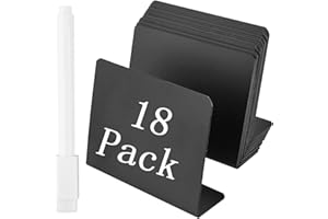QUACOWW 18 PCS Mini Chalkboard Signs, Small Black Chalk Board Signs, 4x3 inch Chalk Message Boards Erasable Rectangle Blackboard Menu Blackboard Display for Cake Food Tables Christmas Festival Parties