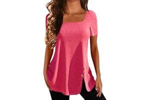 NQYIOS Women's Blouse, Womens Tank Tops O Neck Basic Solid Color Casual Flowy Summer Short Sleeve Two Pieces Workout Shirts Trashier Shirts Crochet Tops for Women UK