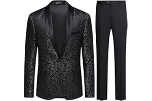 Allthemen Traje de Esmoquin Jacquard Ajustado de 2 Piezas para Hombre para graduación de Fiesta de Boda